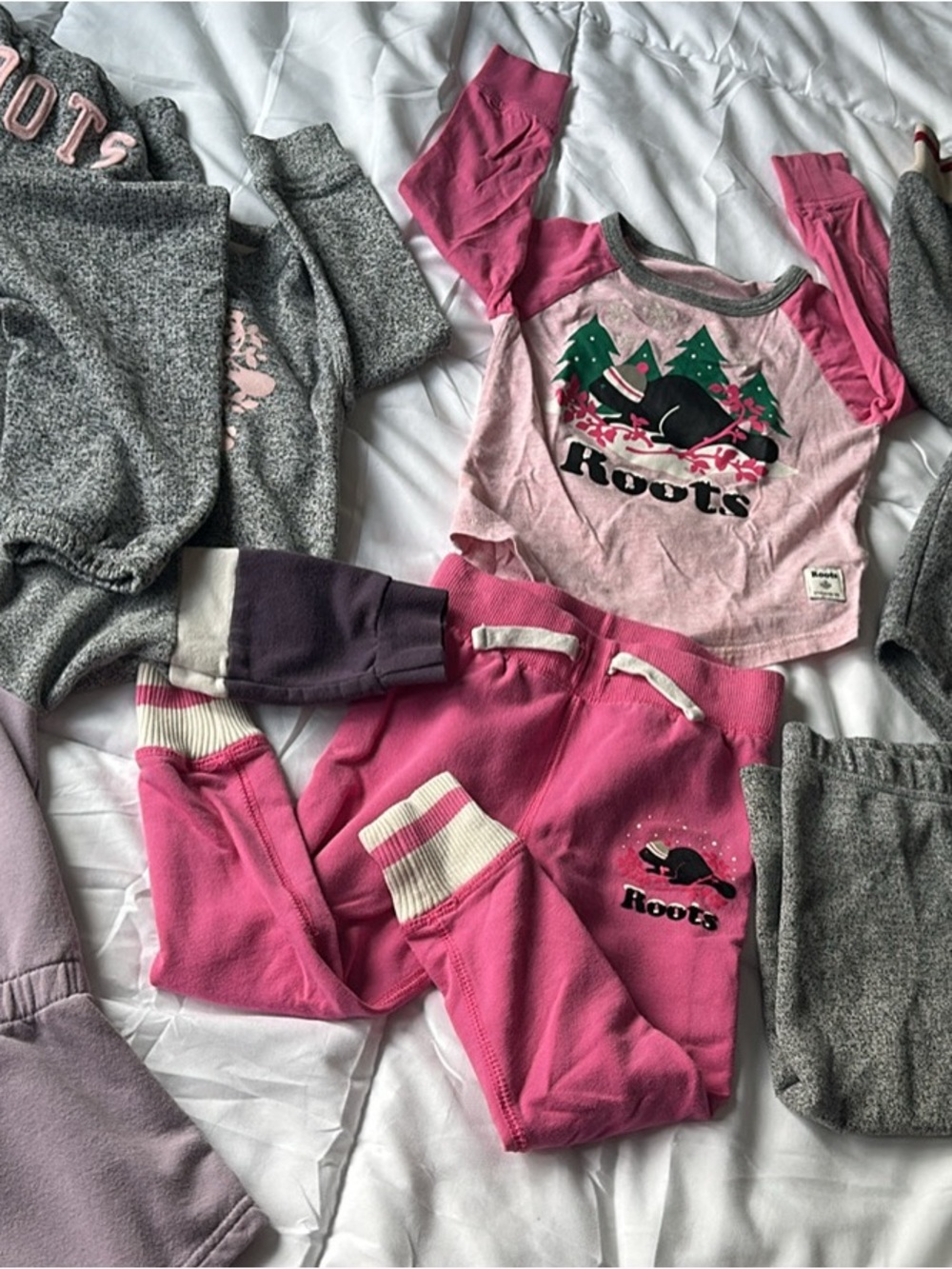 Roots Pink Girls' Sweat Joggers with Logo